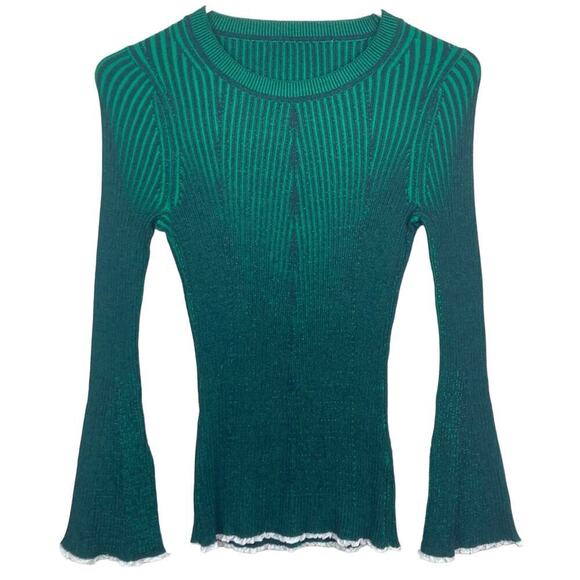 ALEXANDER WANG Flared Sleeve Sweater in Emerald - Picture 3 of 11